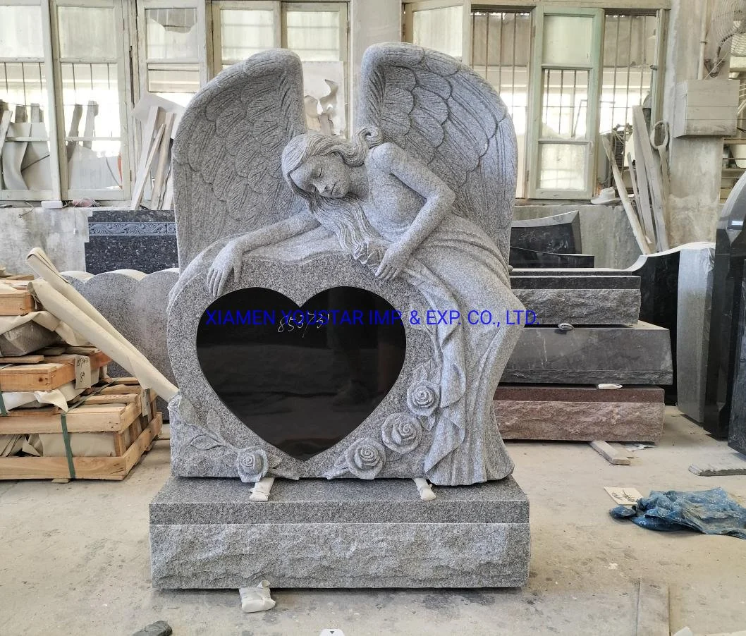 Graveside Stone Monuments Cemetery Memorial Headstone Angel Cameo Granite Tombstone