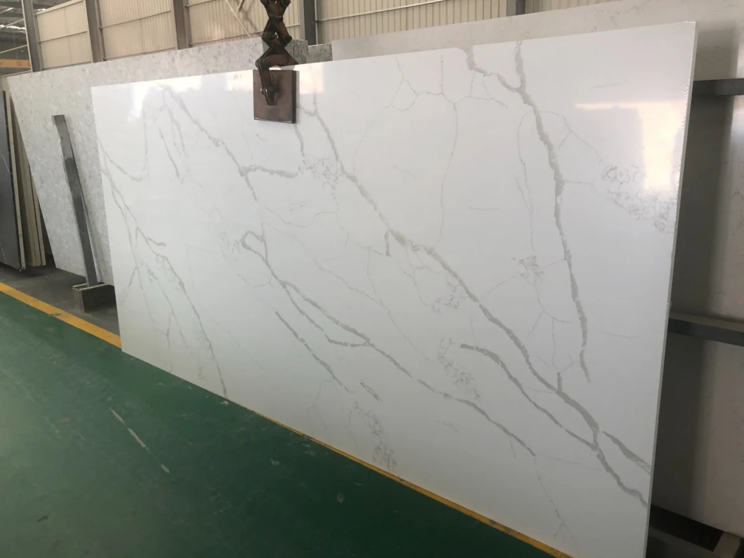 Wholesale Calacatta White Artificial Quartz Stone Slab for Villa Decoration